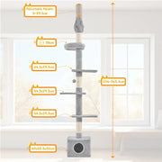 2.3-2.7M Floor-to-Ceiling Cat Tree Adjustable Tall Cat Tower by Yaheetech