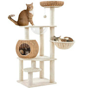 54″ Tall Rattan Cat Tree Cat Tower by Yaheetech
