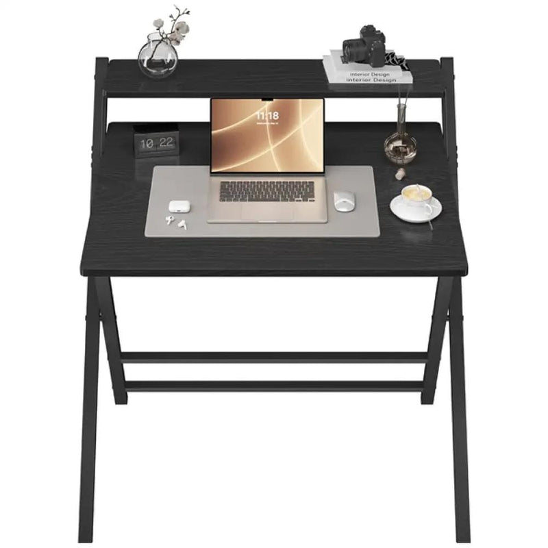 2-Tier Foldable Computer Desk w/ Monitor Shelf by Yaheetech