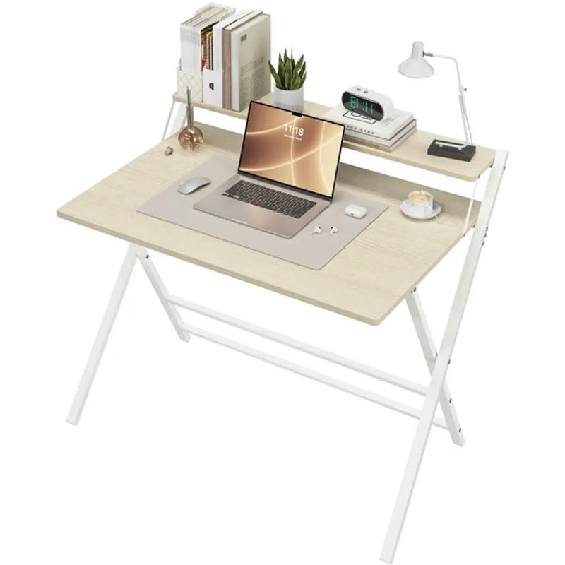 2-Tier Foldable Computer Desk w/ Monitor Shelf by Yaheetech