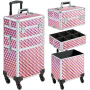 3-in-1 Rolling Makeup Train Case Portable Cosmetic Trolley by Yaheetech