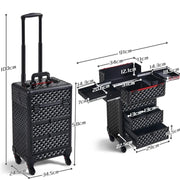 Professional Rolling Makeup Train Case with Drawers by Yaheetech
