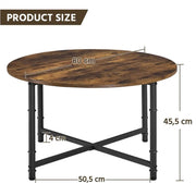 80cm Rustic Round Coffee Table Minimal Vintage Industrial Coffee Table by Yaheetech