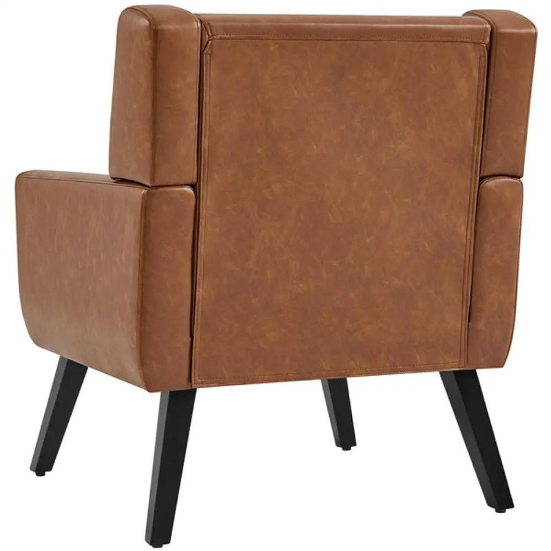 Button Tufted Armchair with Solid Wood Legs by Yaheetech