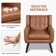 Button Tufted Armchair with Solid Wood Legs by Yaheetech