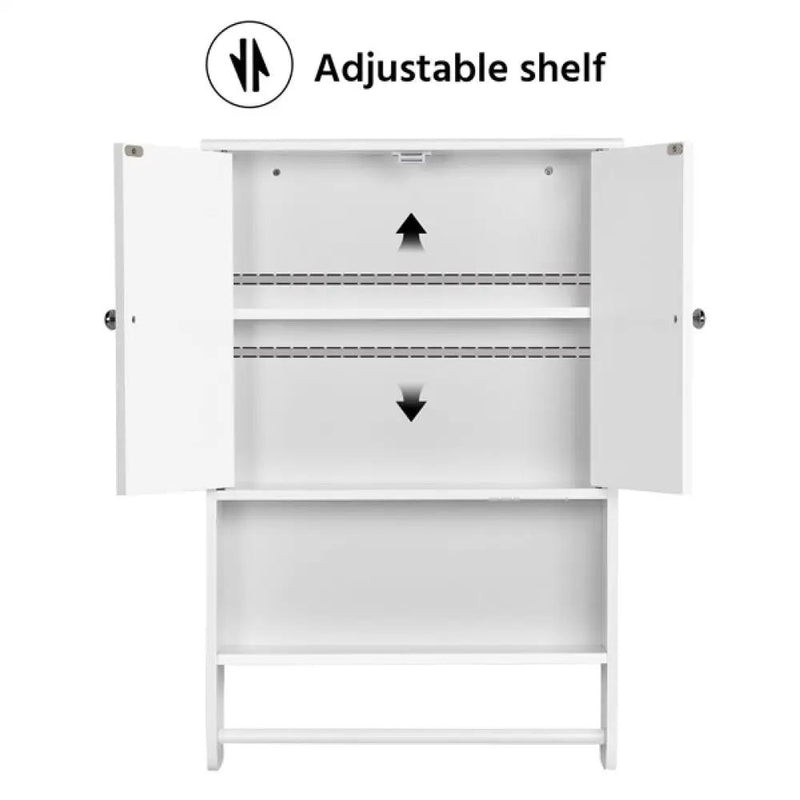 Bathroom Wall Cabinet with Towel Bar Wall Mount Organizer by Yaheetech