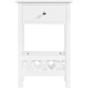 Farmhouse Bedside Table with 1 Drawer 1 Shelf with Fence by Yaheetech