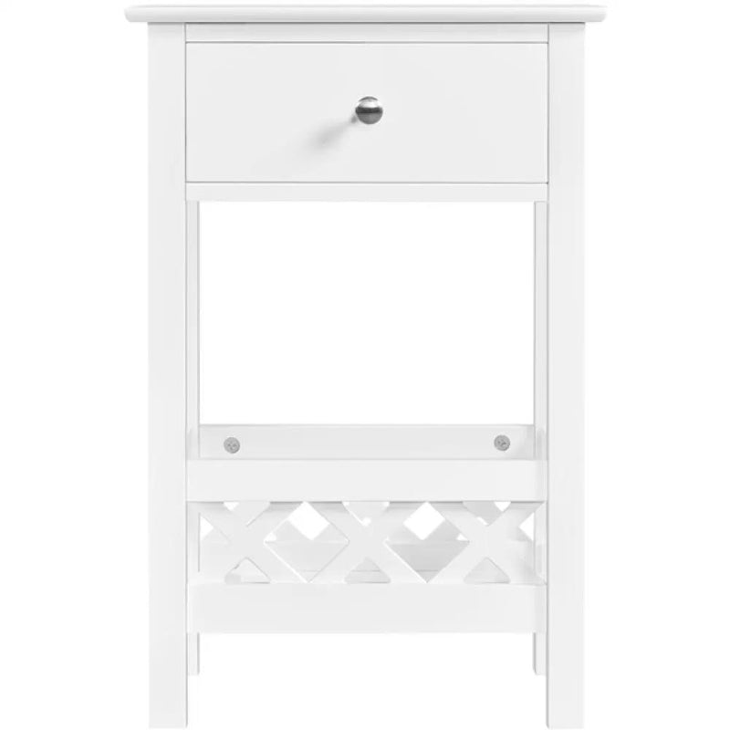 Farmhouse Bedside Table with 1 Drawer 1 Shelf with Fence by Yaheetech