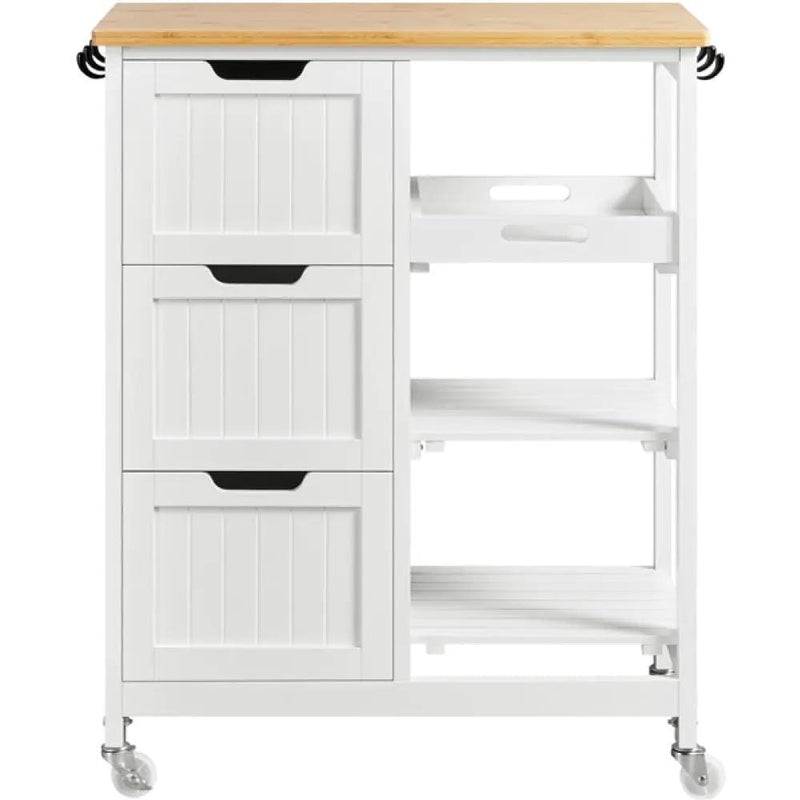 Kitchen Island with Wheels Kitchen Storage Serving Cart by Yaheetech