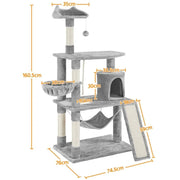 Deluxe Multi Level Cat Tree Condo with Basket & Hammock by Yaheetech