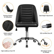 Faux Leather Mid Back Home Office Desk Chair by Yaheetech