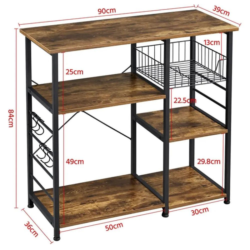 Vintage Kitchen Island Baker's Rack Utility Microwave Stand by Yaheetech