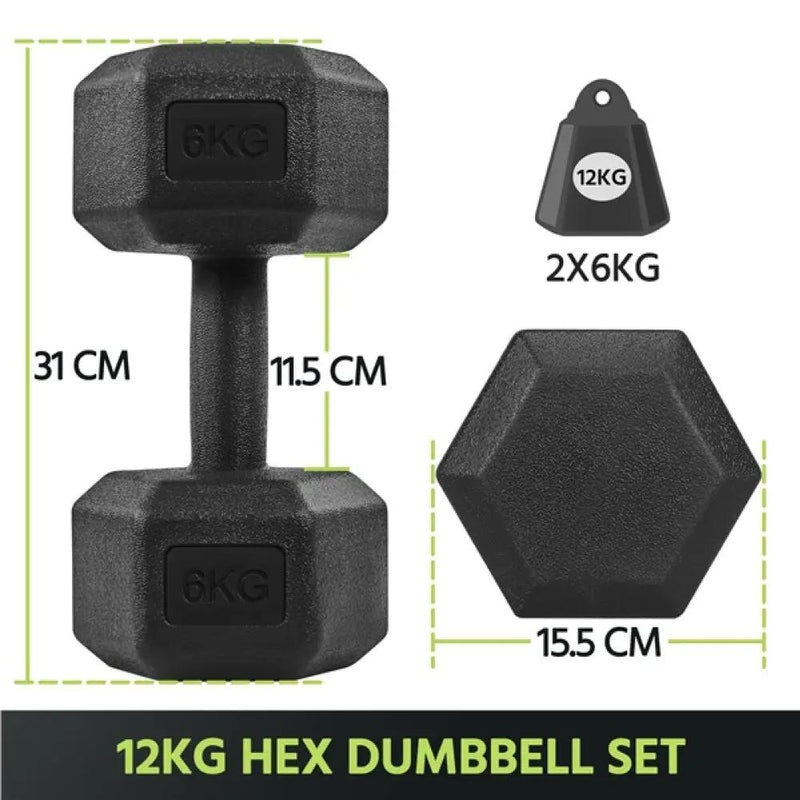 2x6kg Hexagon Dumbbells Set by Yaheetech