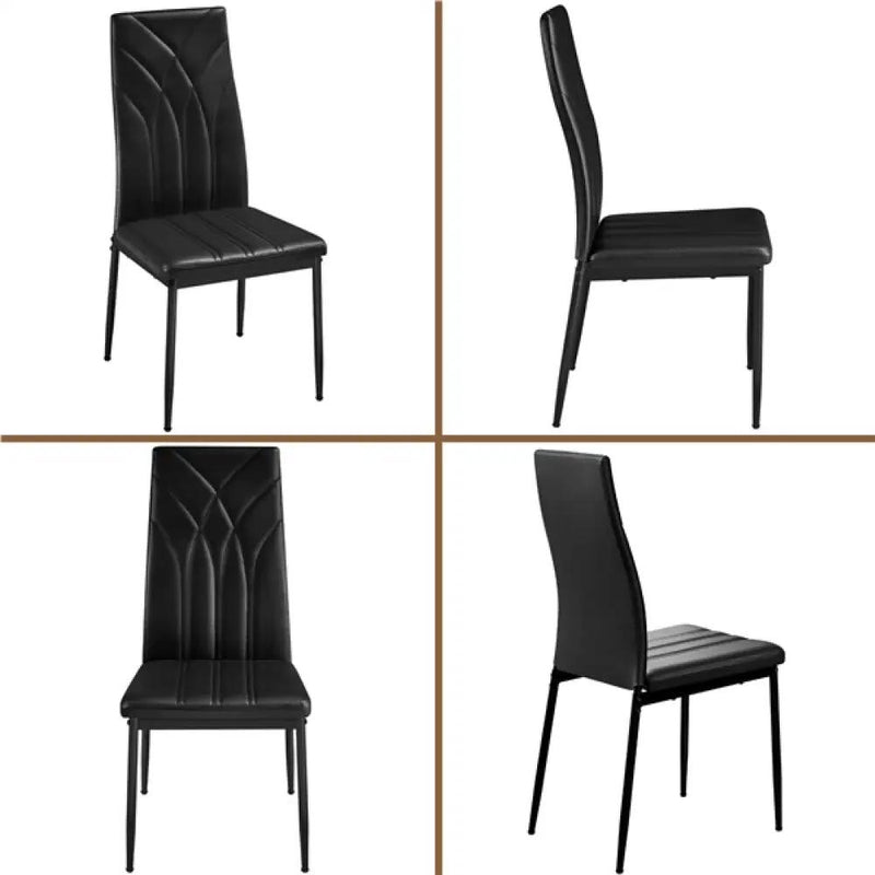 Set of 4 High Back Dining Chairs Upholstered Kitchen Chairs by Yaheetech