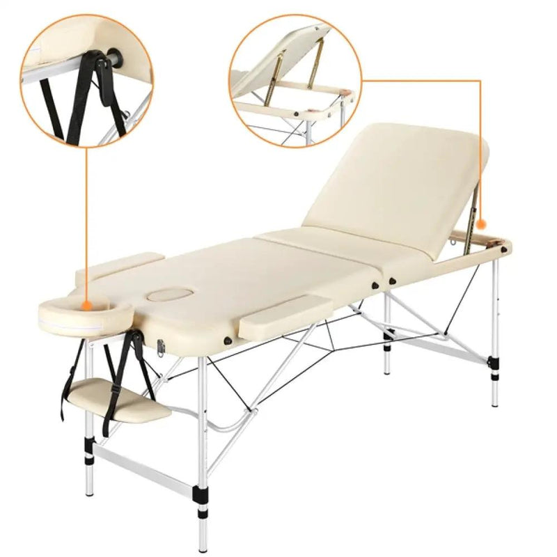 Adjustable 3 Fold Massage Bed Aluminum Alloy Massage Couch by Yaheetech