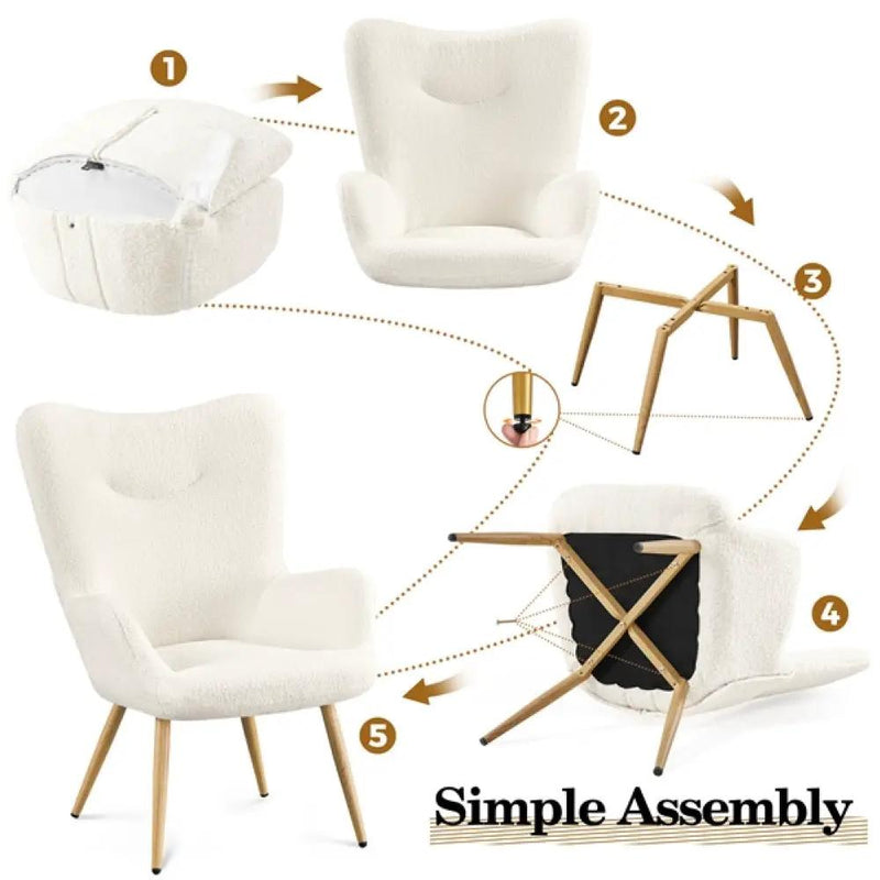 Boucle Accent Chair Armchair by Yaheetech