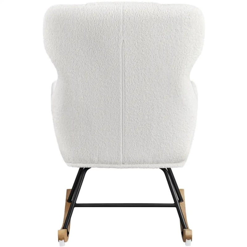 Boucle Upholstered Armchair Rocking Chair by Yaheetech