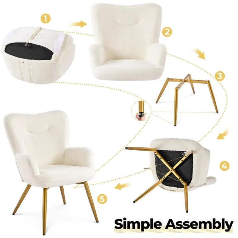 Boucle Accent Chair and Ottoman by Yaheetech