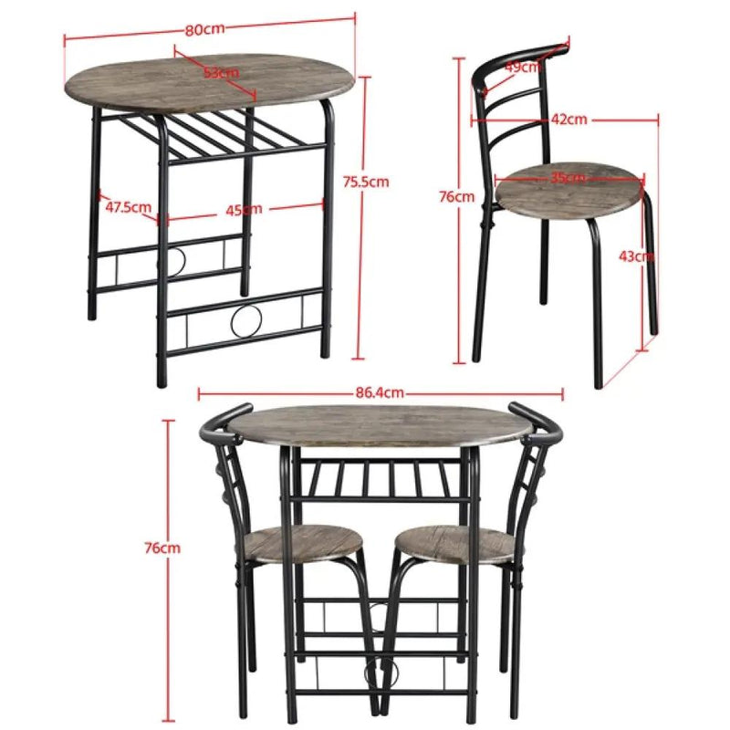 3 Piece Dining Set Round Dining Table Set by Yaheetech