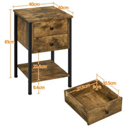 1 Pair Side Table End Table Nightstand Bedside Table by Yaheetech