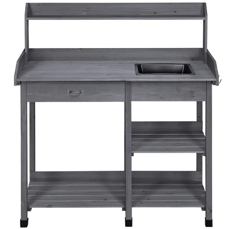 Garden Potting Bench with Basin Garden Work Bench Station by Yaheetech