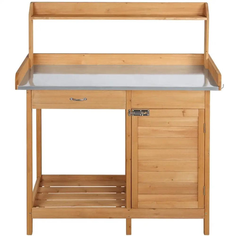 Outdoor Garden Potting Bench Table Work Bench Metal Tabletop by Yaheetech