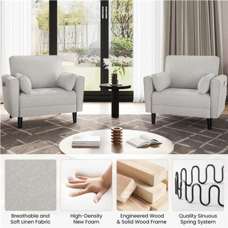 2pcs Tufted Oversized Armchairs by Yaheetech