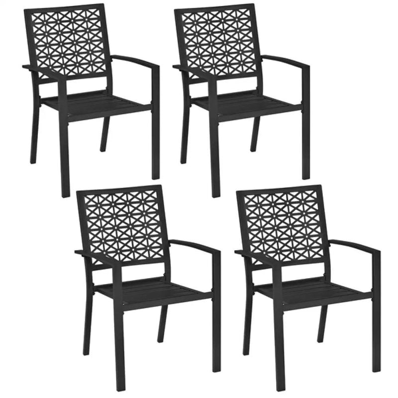 Set of 2 Outdoor Patio Dining Chairs with Armrests Modern Steel Bistro Chairs by Yaheetech