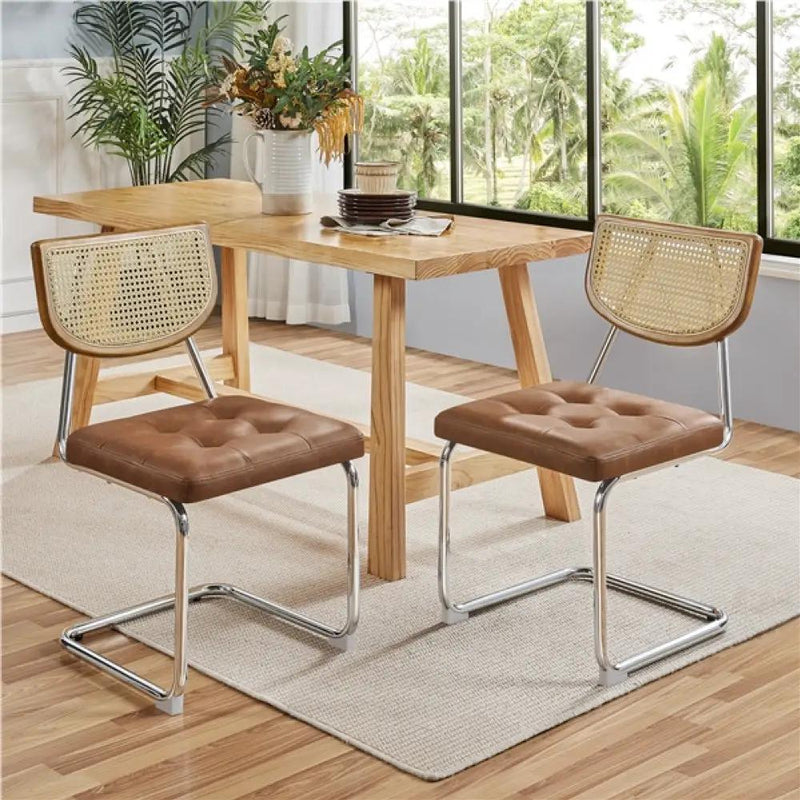 6PCS Mid-Century Modern Dining Chairs with Mesh Rattan Back by Yaheetech