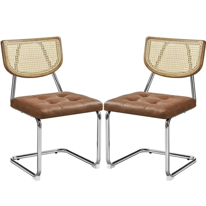 6PCS Mid-Century Modern Dining Chairs with Mesh Rattan Back by Yaheetech