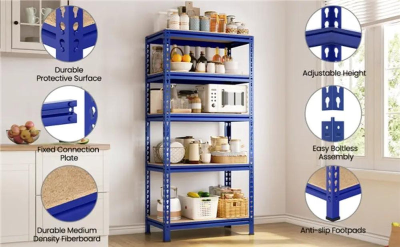 5-Tier Utility Shelves Adjustable Metal Shelving Units by Yaheetech