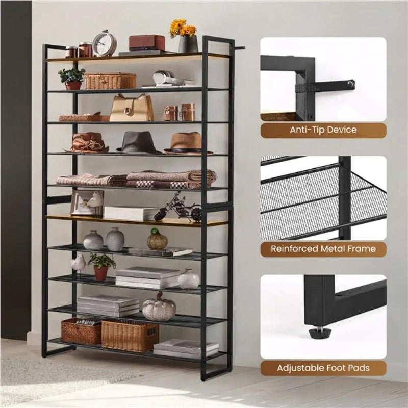 10-Tier Iron Shoe Rack Organizer by Yaheetech