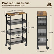 4-Tier Storage Trolley Kitchen Trolley by Yaheetech