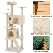 Cat Tree Cat Tower w/ Condos & Dangling Balls & Scratching Posts & Platforms by Yaheetech