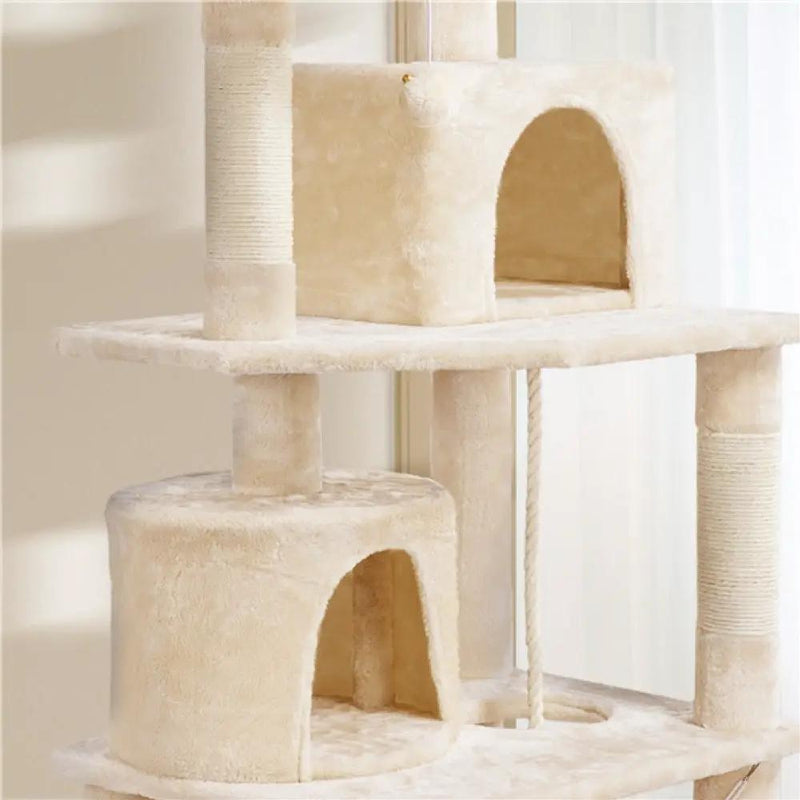 Multi-Level Cat Tree with 2 Condos & 2 Perches & Scratching Posts & Hammock by Yaheetech