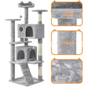 Cat Tree Condo Kitten Tree Tower w/ 2 Condos & 2 Dangling Balls & 3 Scratching Posts by Yaheetech