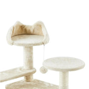 Cat Tree Condo Kitten Tree Tower w/ 2 Condos & Dangling Ball & Round Platform & Ladder by Yaheetech