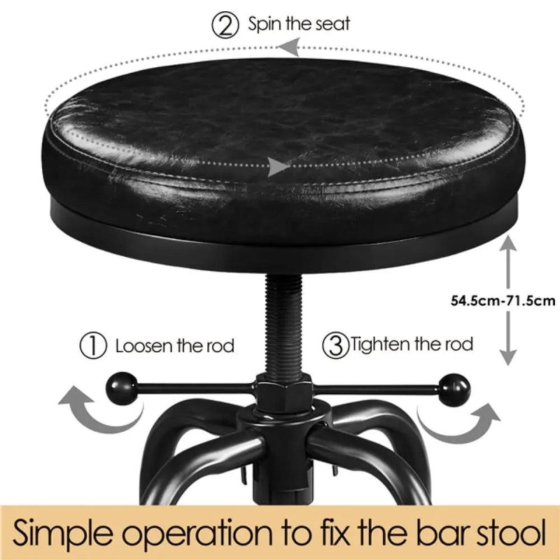 Vintage Industrial Bar Stool Rustic Swivel Bar Stool by Yaheetech