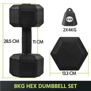 Yaheetech 2x4kg (Sold in Pair) Hex Dumbbells Set 2x4kg (Sold in Pair) Hex Dumbbells Set