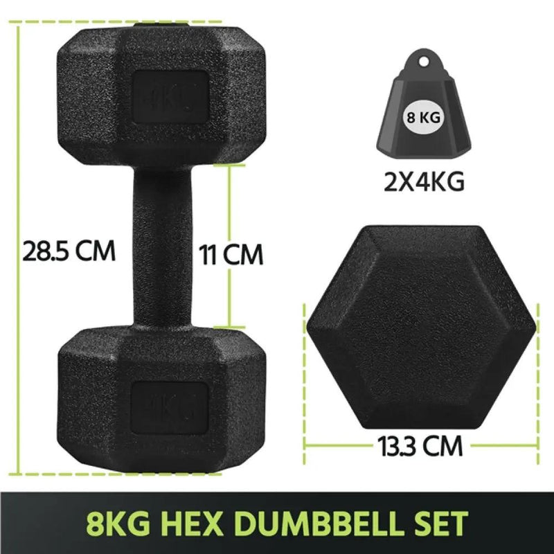 Yaheetech 2x4kg (Sold in Pair) Hex Dumbbells Set 2x4kg (Sold in Pair) Hex Dumbbells Set
