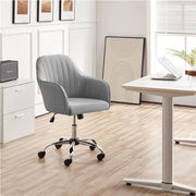 Modern Velvet Desk Chair Soft Height-Adjustable 360°Swivel Computer Chair by Yaheetech