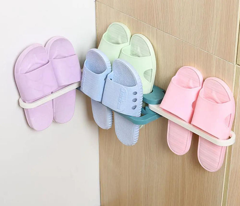 4 in 1 Foldable Slippers Holder Wall Mounted Hanging Shoes Storage Rack Organizer by salelink.co.nz
