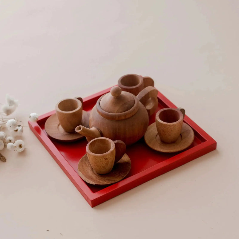 Japanese Wooden Tea Set - QToys | Wooden Toy NZ by Curious Moonbeam