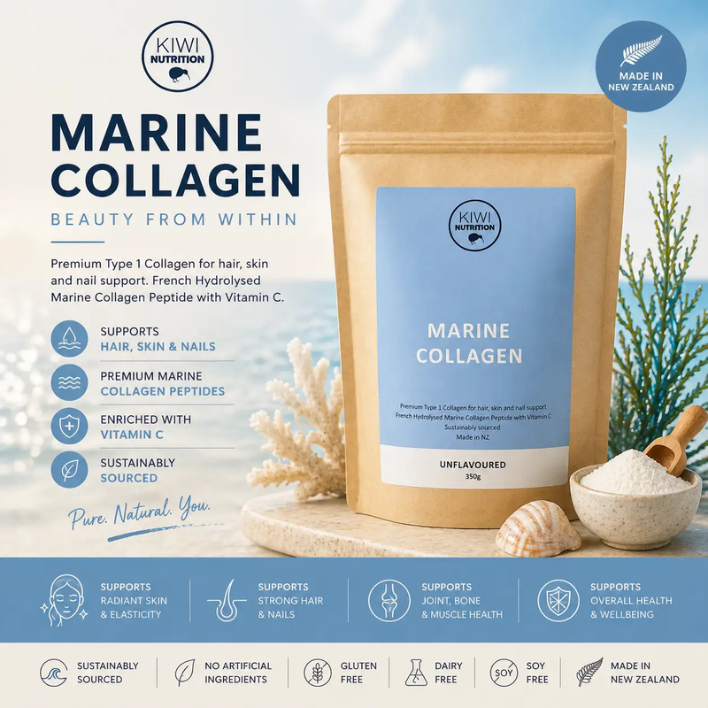 Marine Collagen Powder - Unflavoured 350g by Kiwi Nutrition