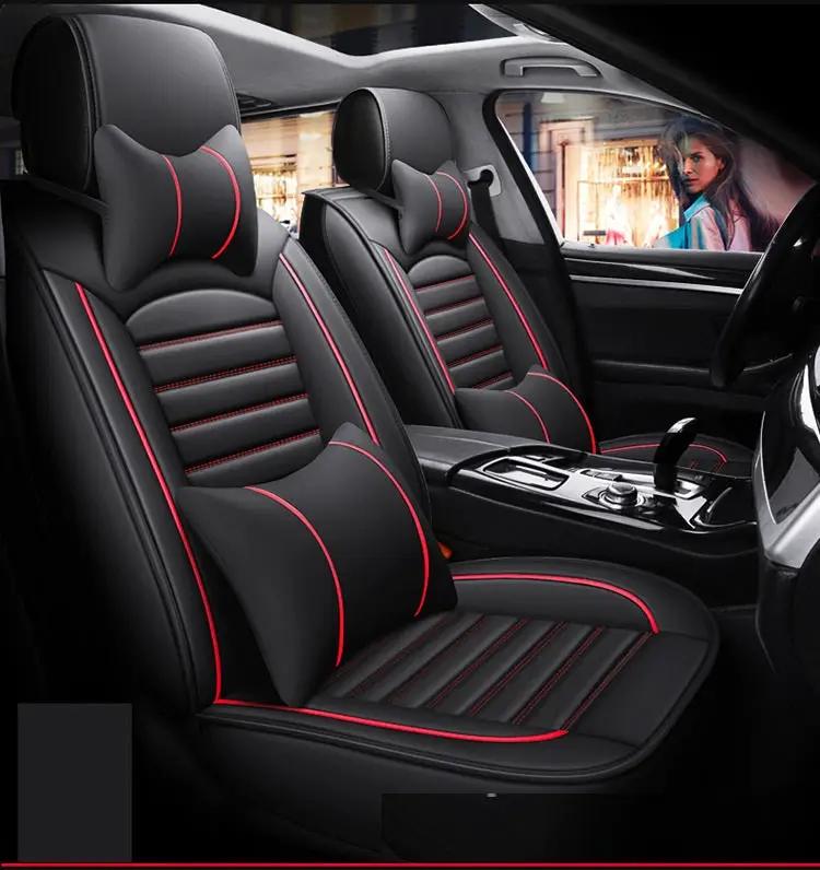 Car Seat Cover Faux Leather Cushion 5 Seater Full Set Front & Rear + Pillows by dealonline.co.nz