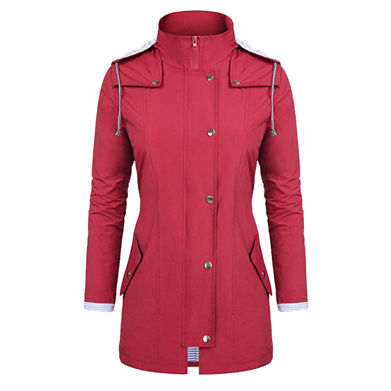 Womens Lightweight Waterproof Rain Jacket With Packable Hooded Shell