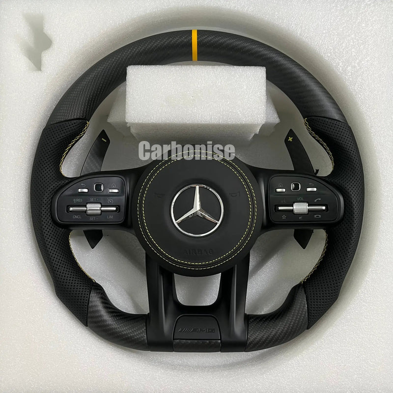 Mercedes-Benz Steering Wheel (Matte Carbon Fiber+Perforated Leather) #13 by CARBONISE