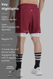 2 in 1 Mesh Shorts Maroon by Fuaark Nz