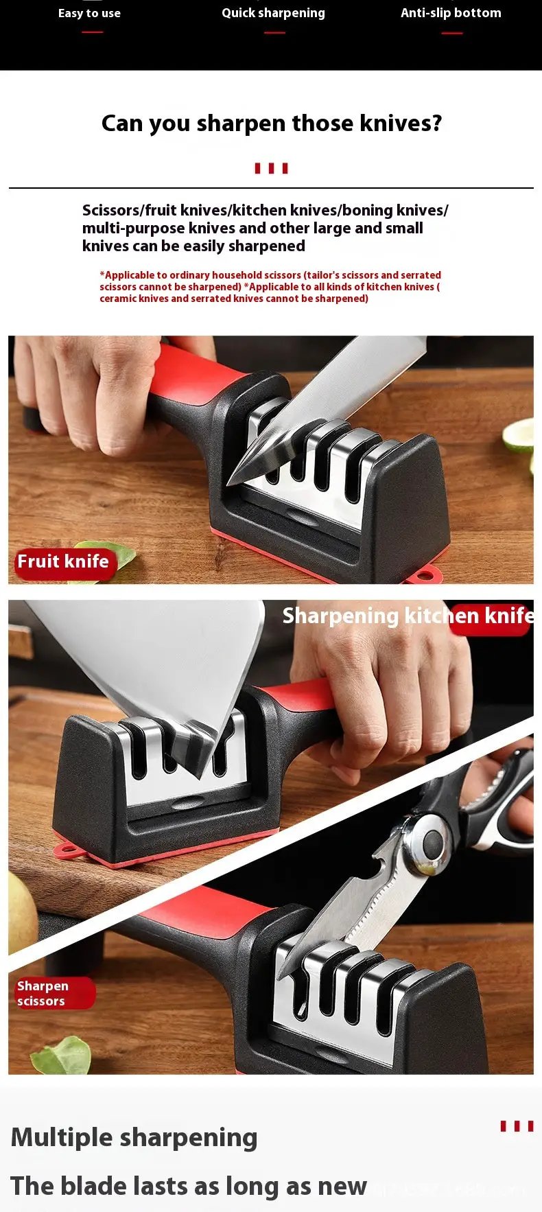 Multi-functional Creative Three-segment Four-part Form Fast Fabulous Sharpening Product Black And Red Three Sections by China Dropship