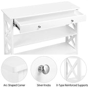 Wooden Console Table with 1 Drawer and 2 Open Shelves Versatile Entryway Table by Yaheetech